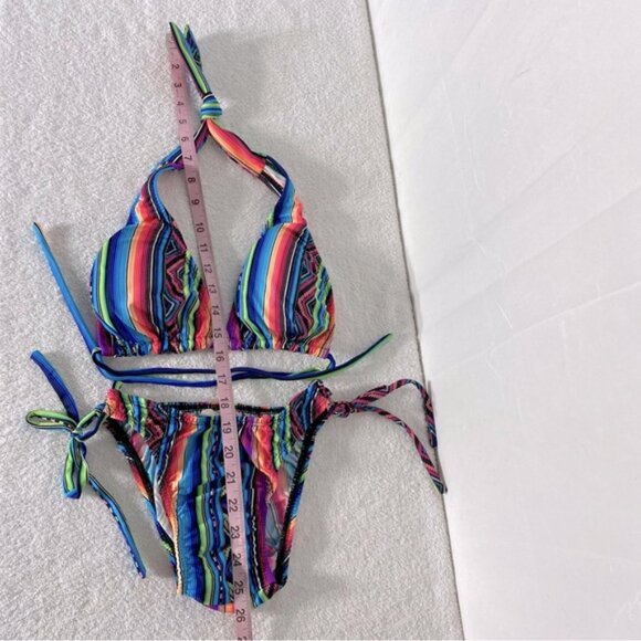 5/$25 Unitalla Colorful Striped String Bikini Swimwear Set XS - Picture 2 of 13